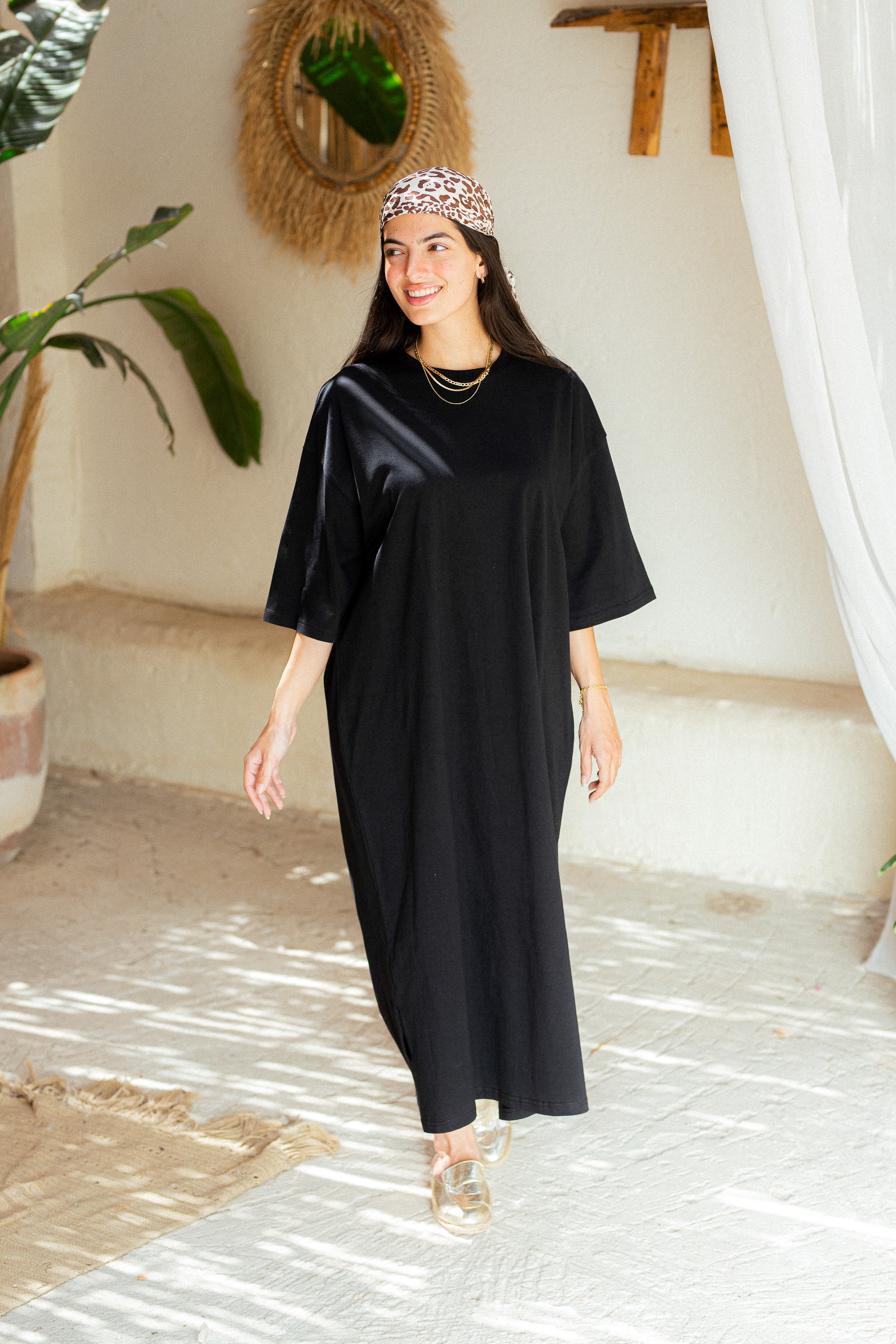 Orange Oversized short sleeves shirt dress