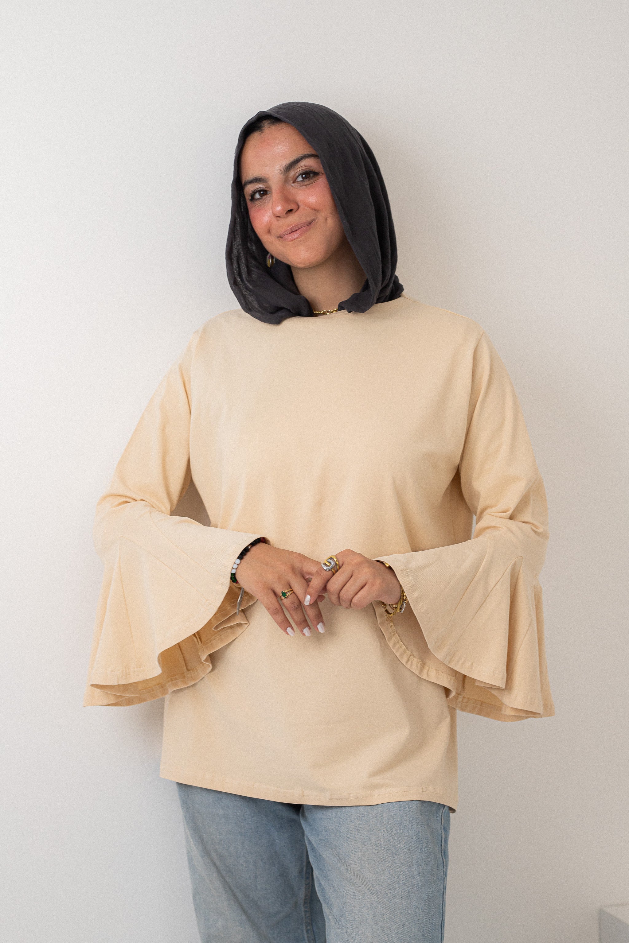 Beige Sensu sleeves t-shirt
