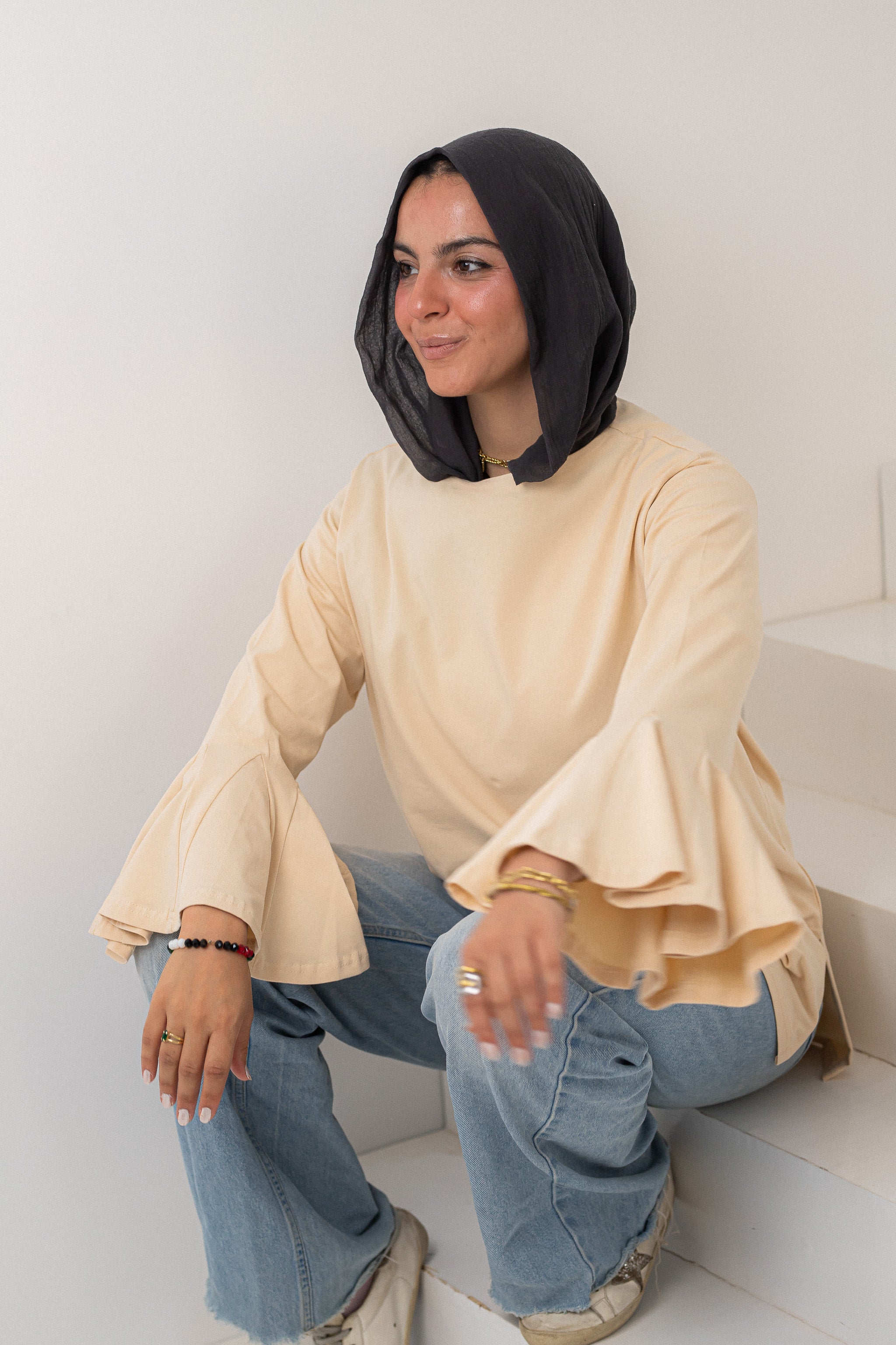 Beige Sensu sleeves t-shirt