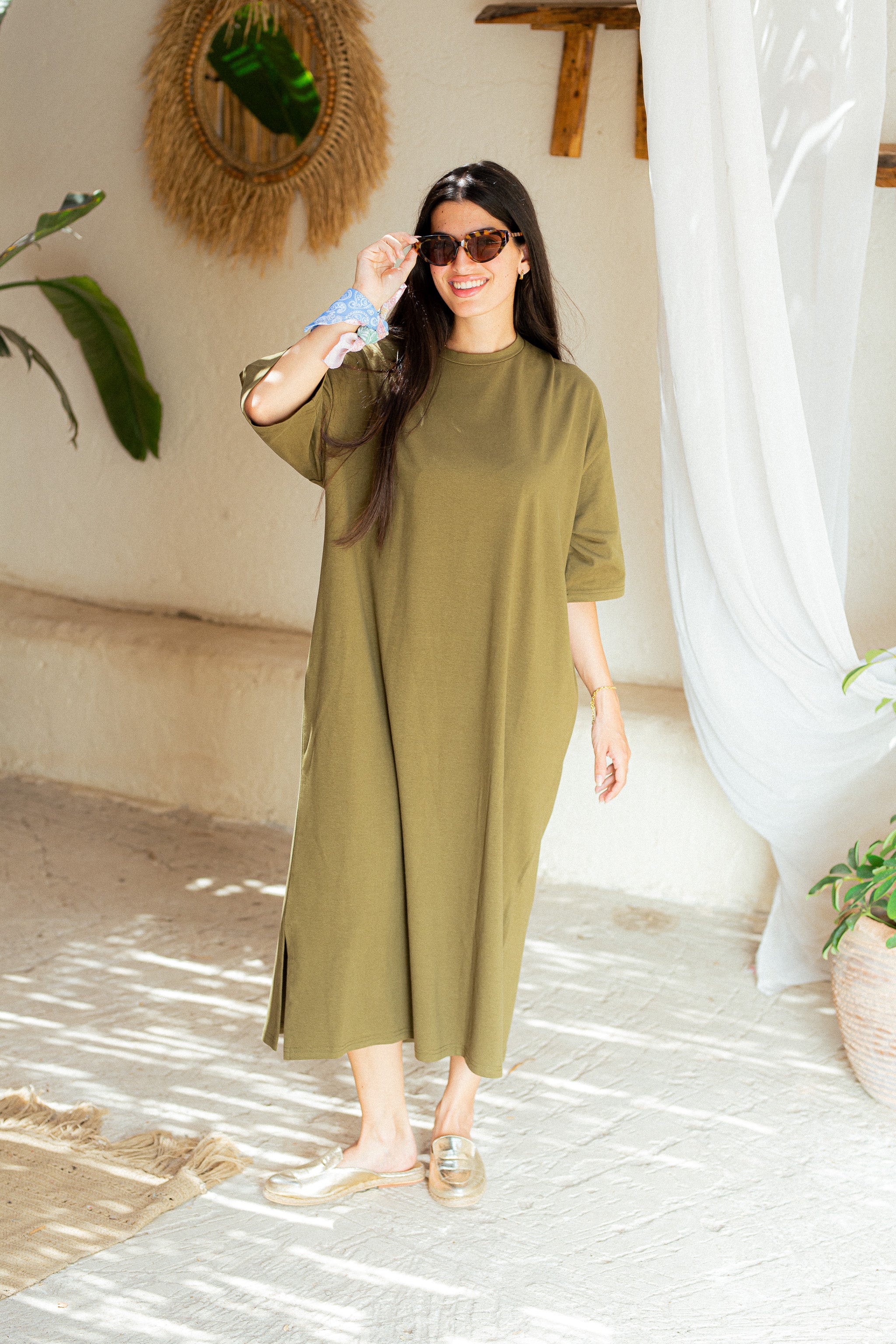 Black Oversized short sleeves shirt dress