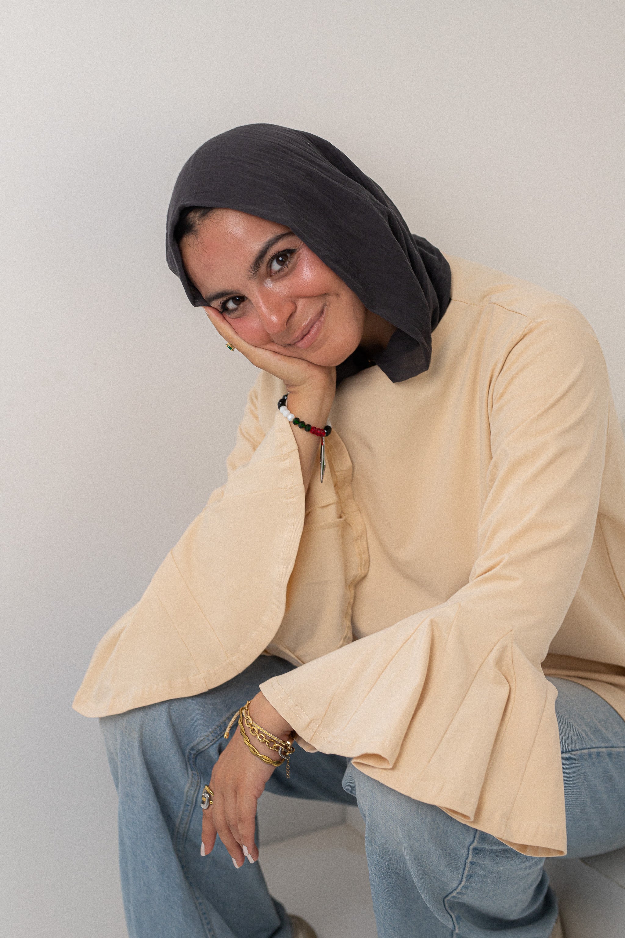 Beige Sensu sleeves t-shirt