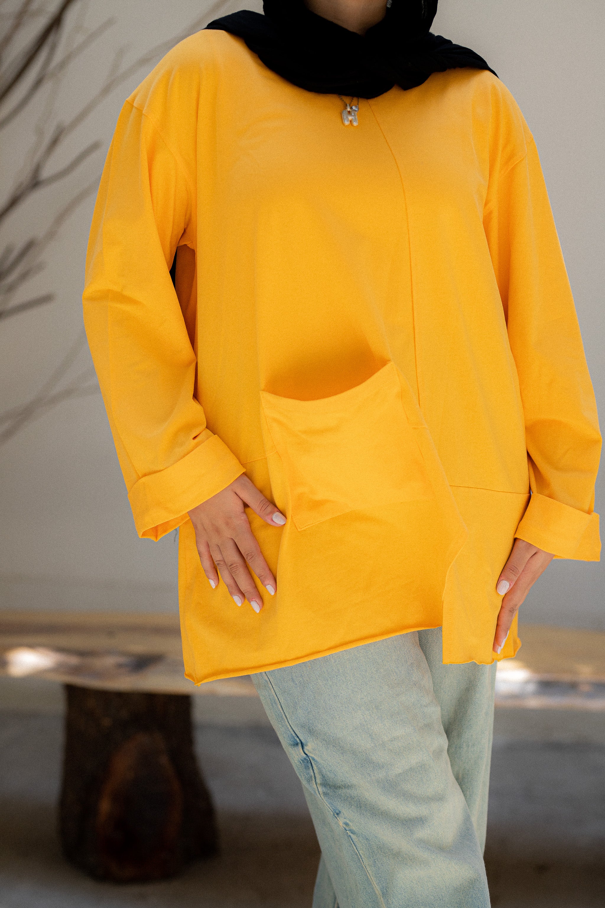 Mango Yellow Front pocket T-shirt