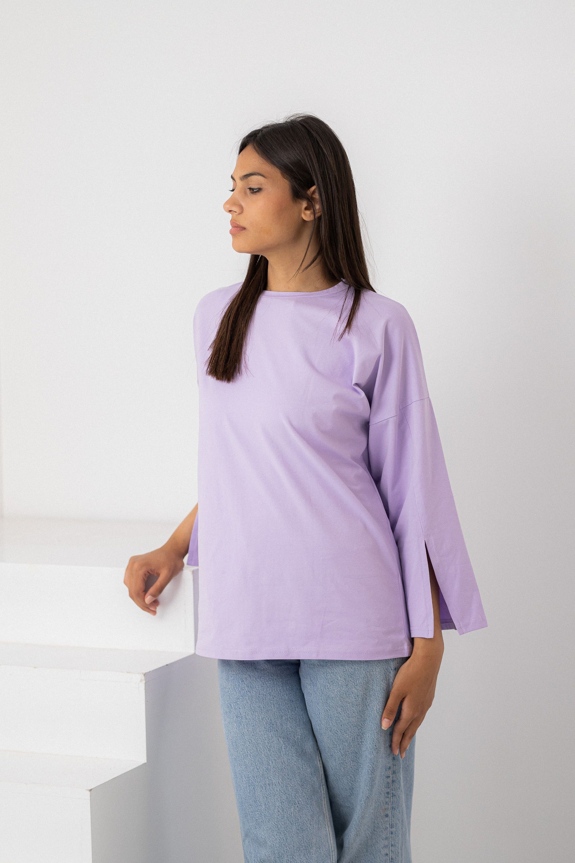 Beige vent sleeve t-shirt