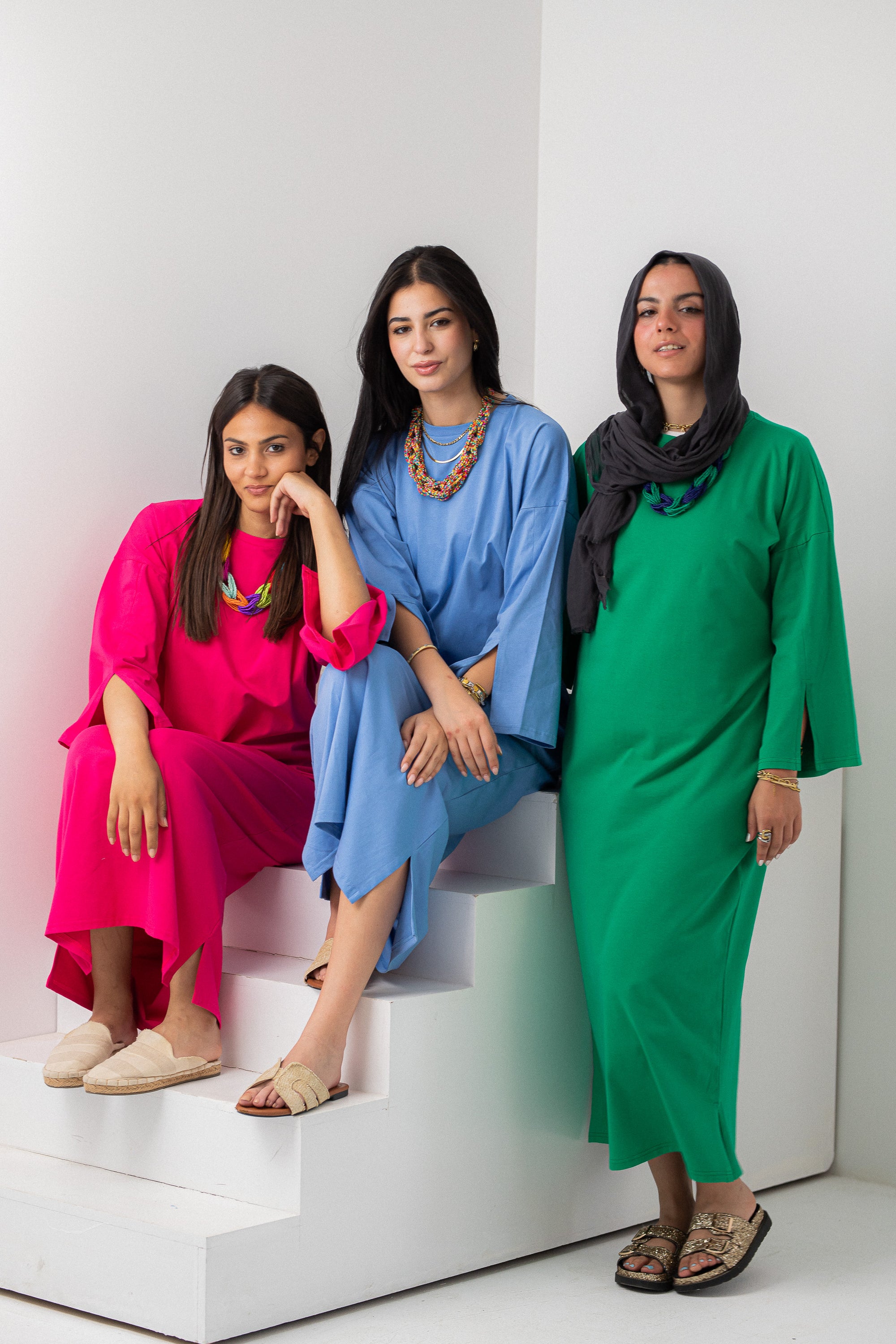 Green vent sleeve shirt dress