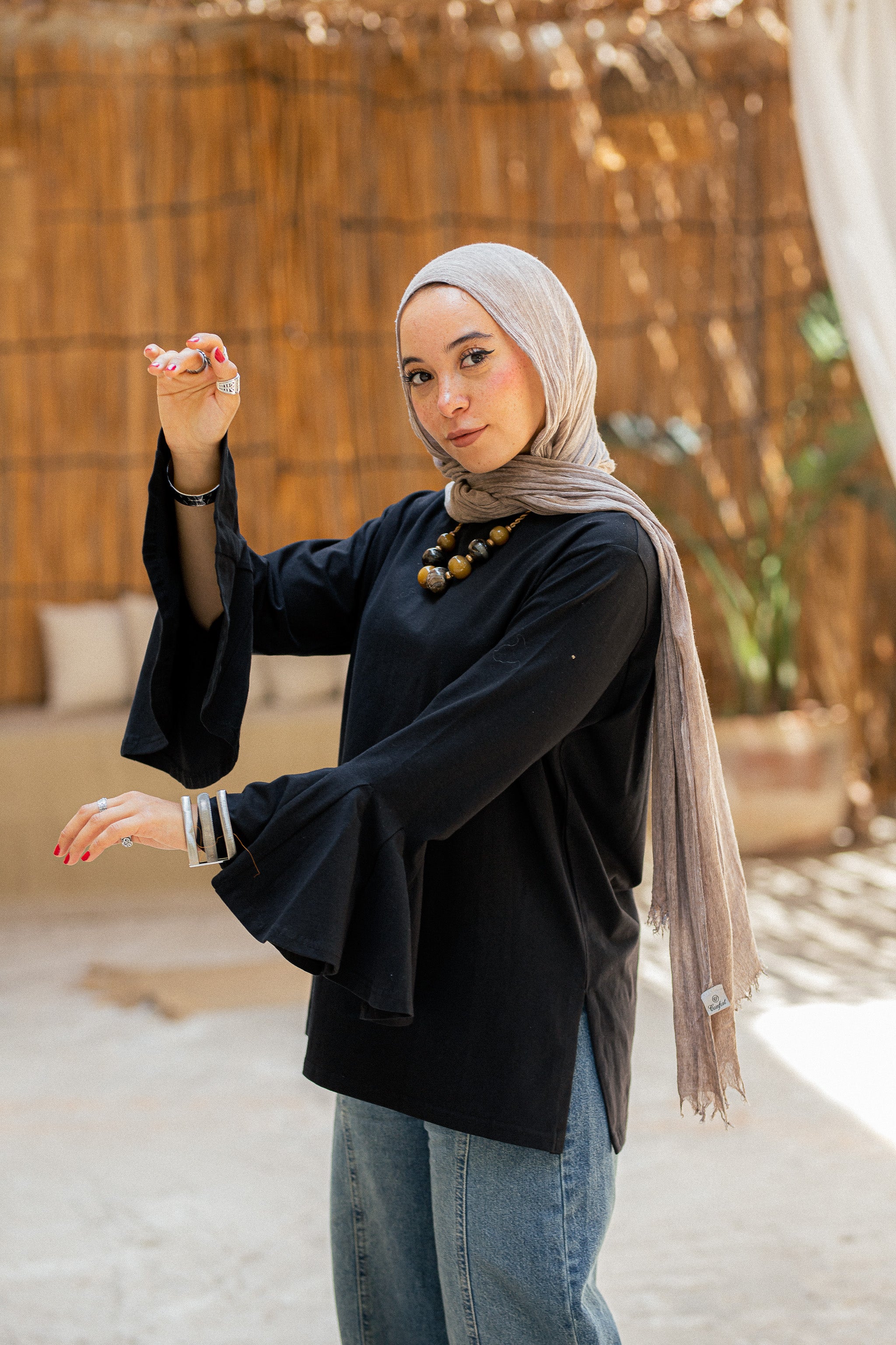 Beige Sensu sleeves t-shirt