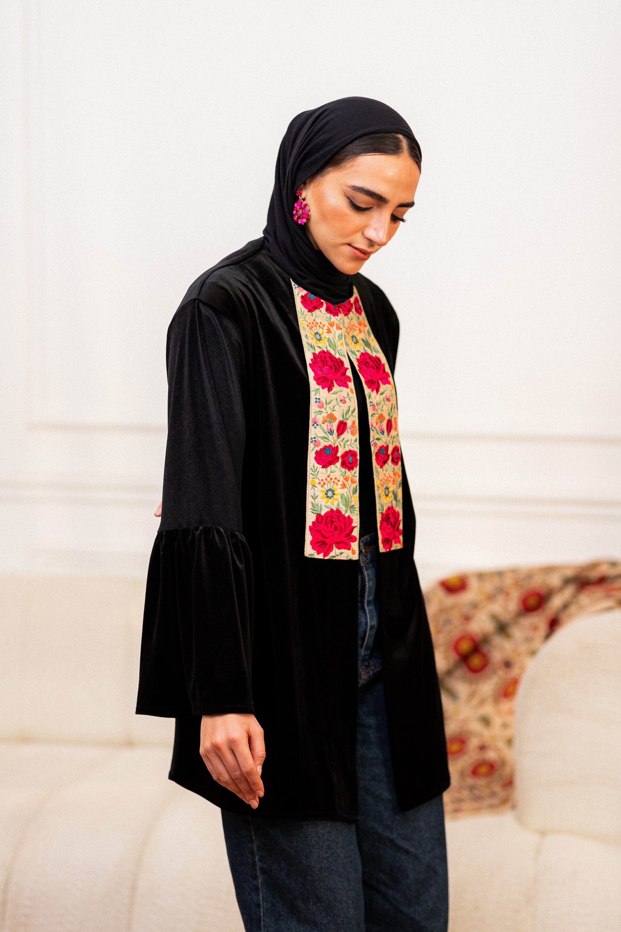 Blue roses Navy kaftan