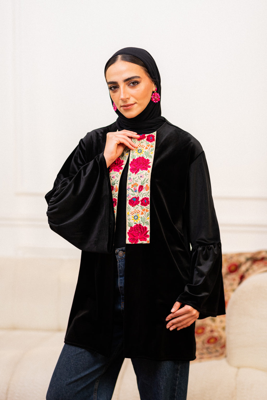 Blue roses Navy kaftan