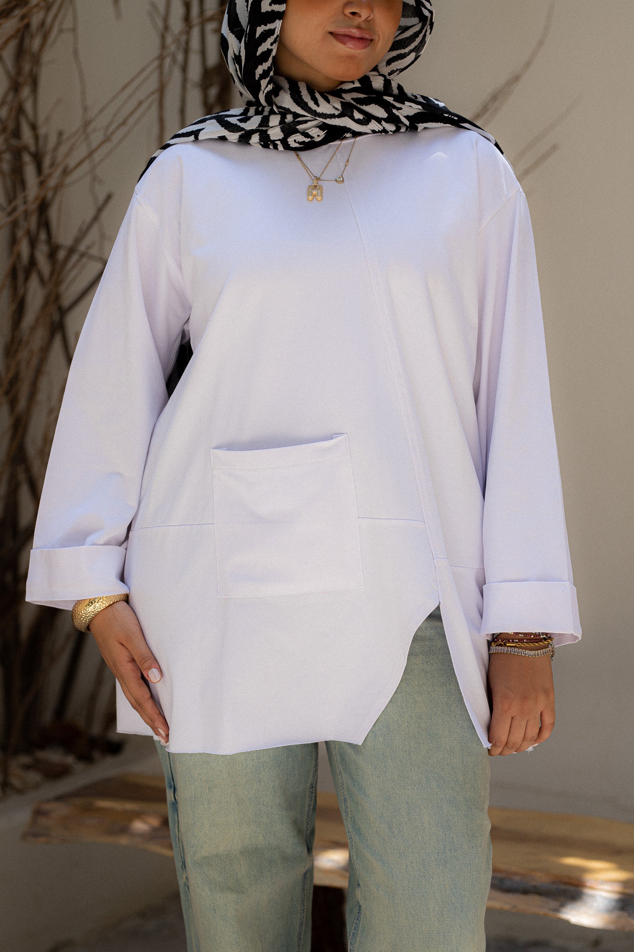 White Front pocket T-shirt