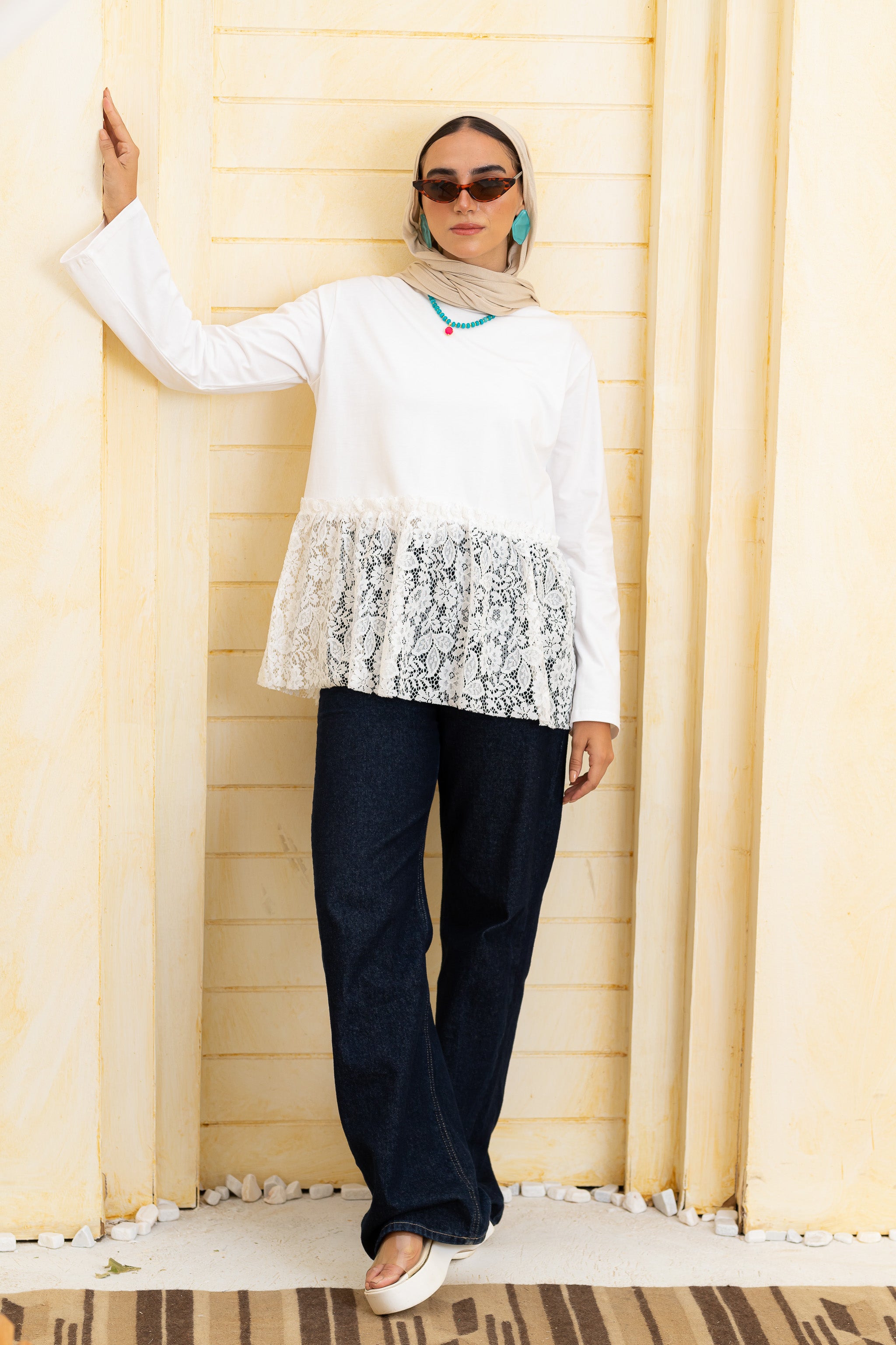 Half Lace Tee LS