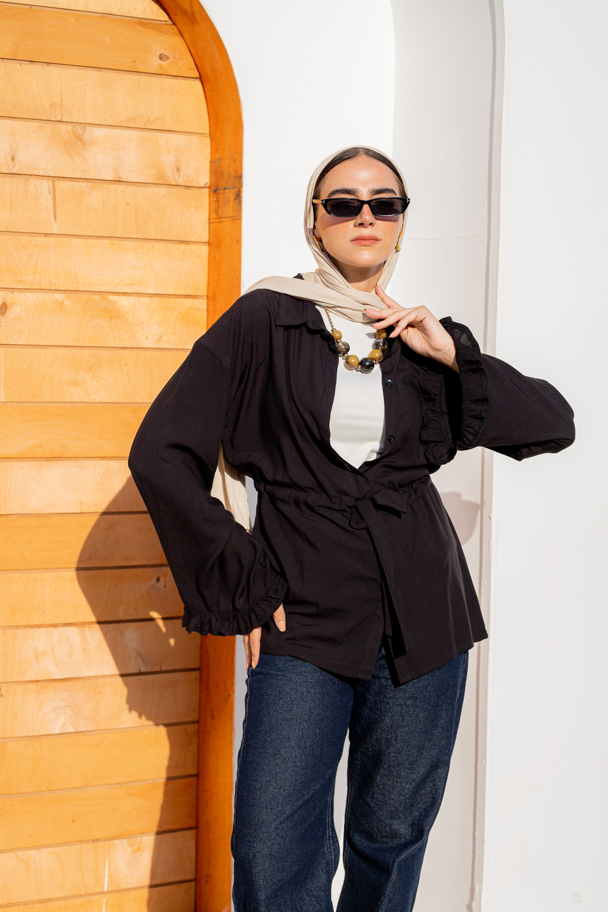 Mini ruffled L.S. shirt