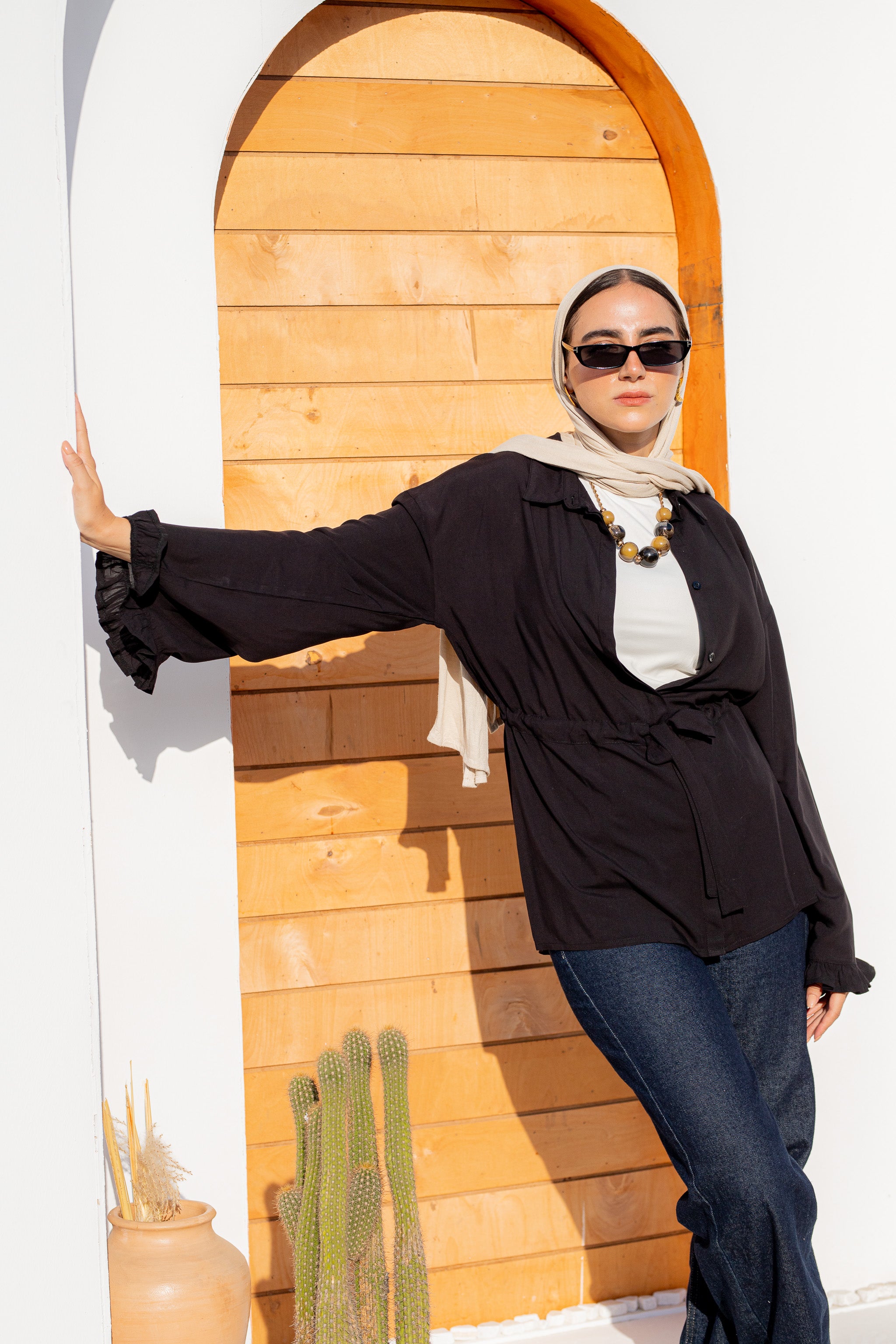Mini ruffled L.S. shirt