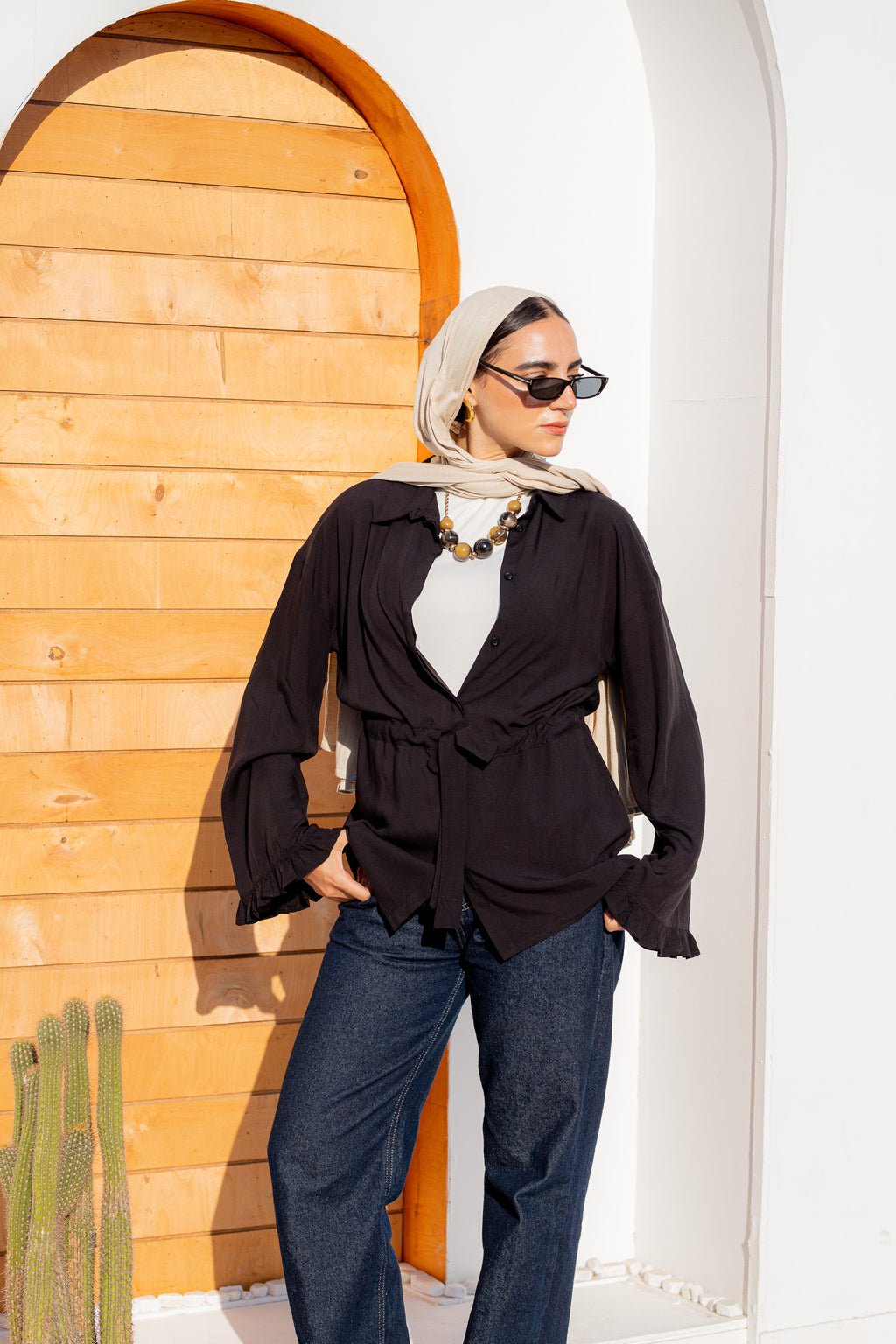 Mini ruffled L.S. shirt