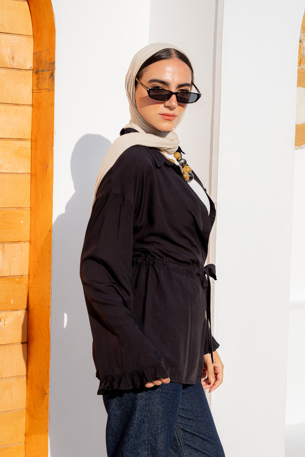 Mini ruffled L.S. shirt