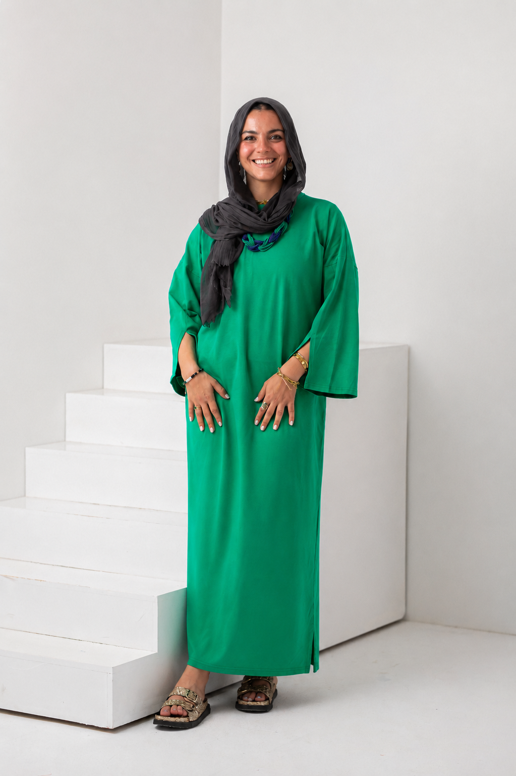 Vent sleeve shirt dress