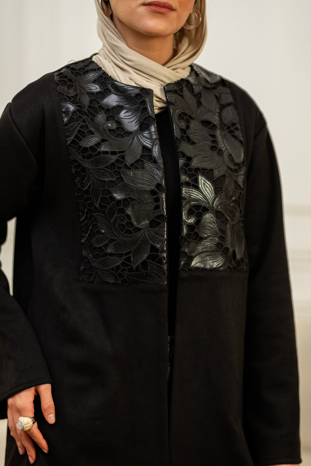 Leather bloom Cardigan