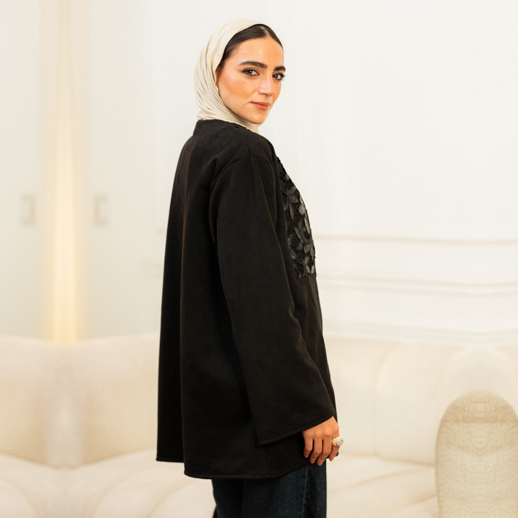 Leather bloom Cardigan