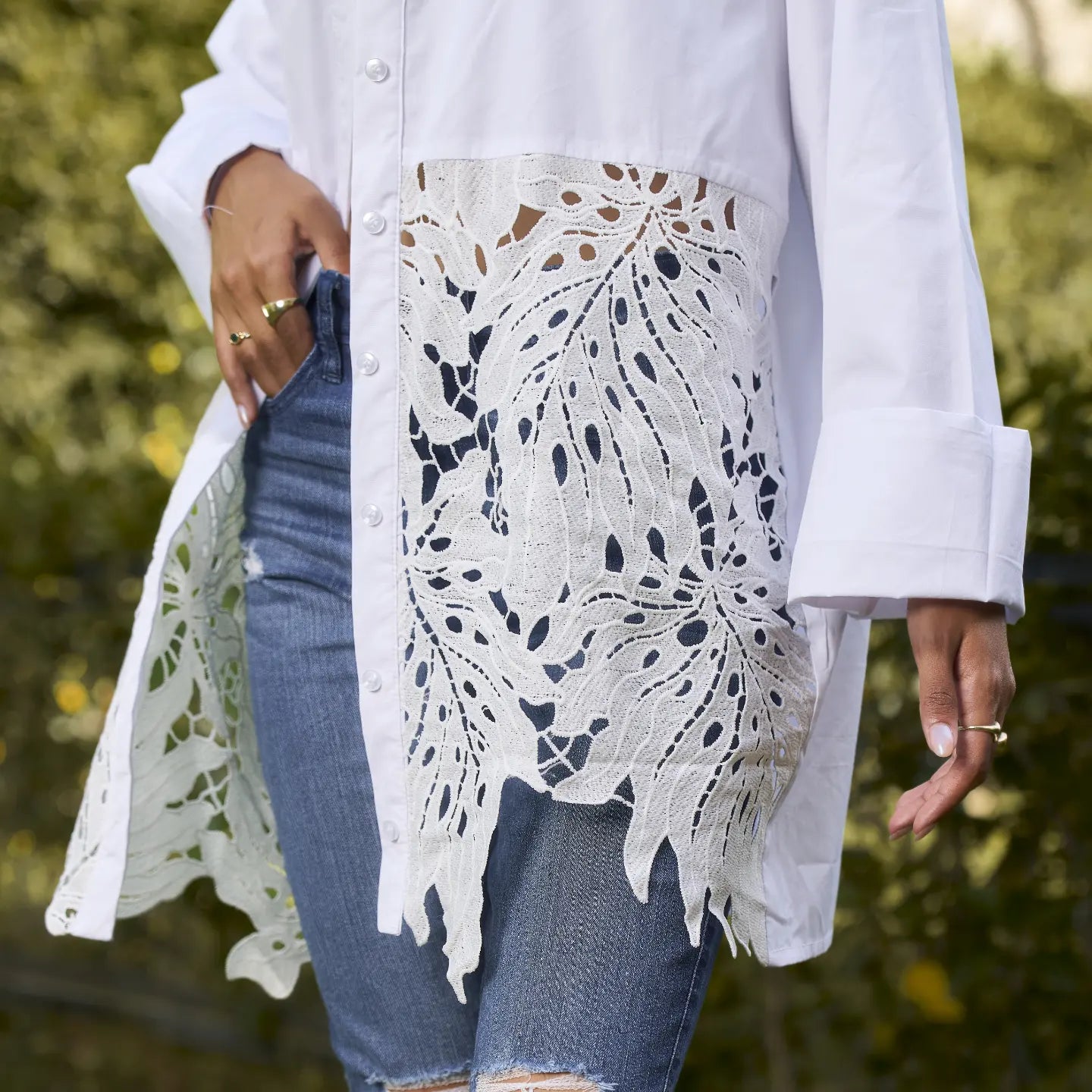 Fuschia guipure shirt