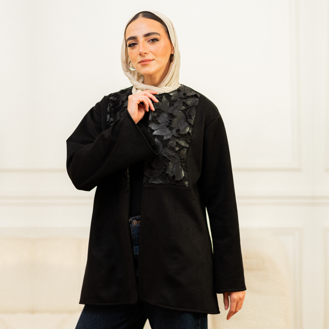 Leather bloom Cardigan