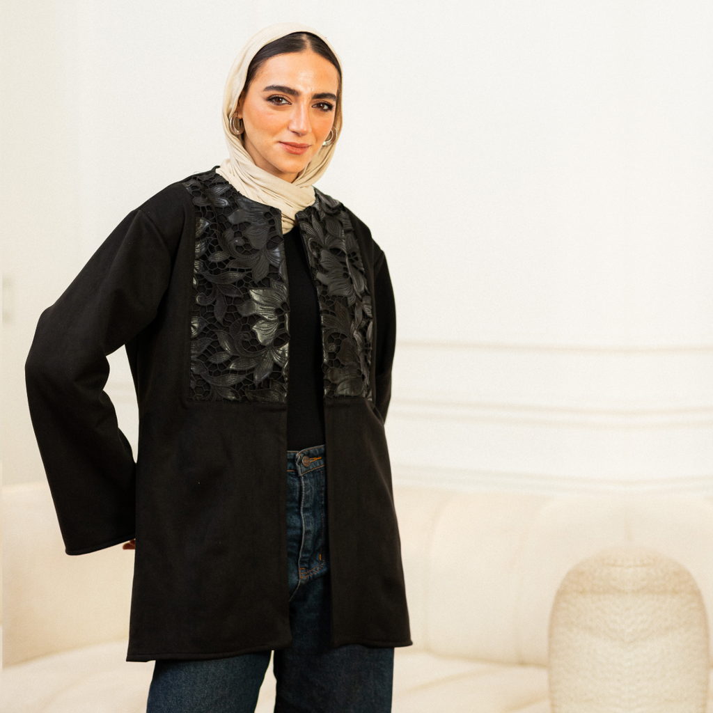 Leather bloom Cardigan