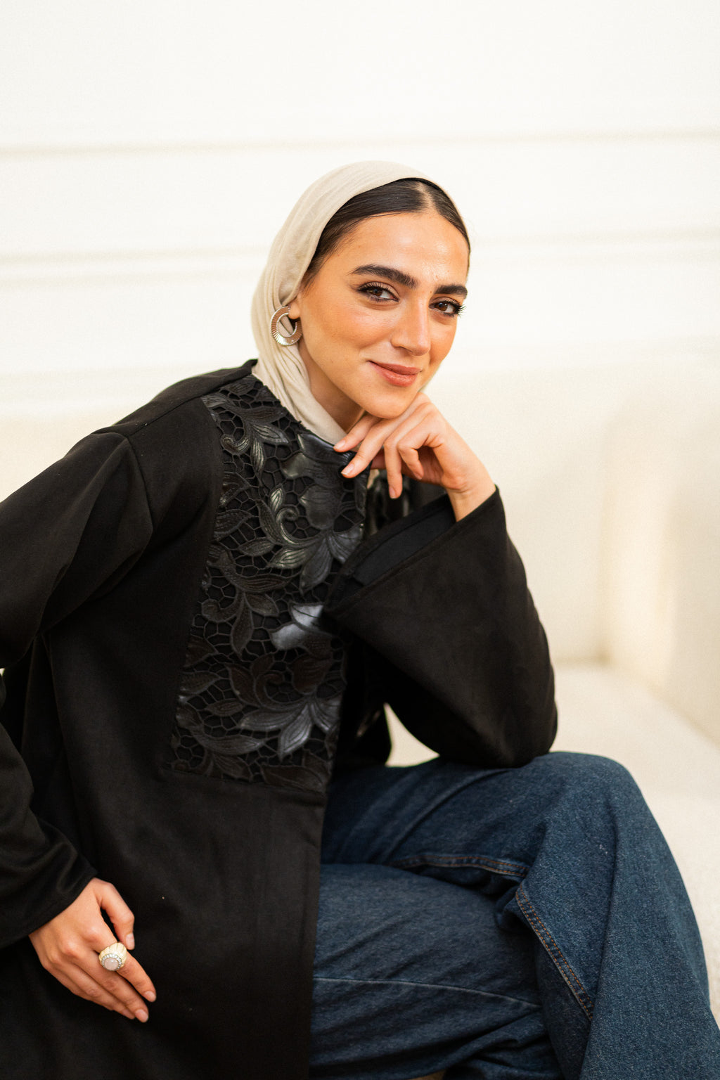 Leather bloom Cardigan