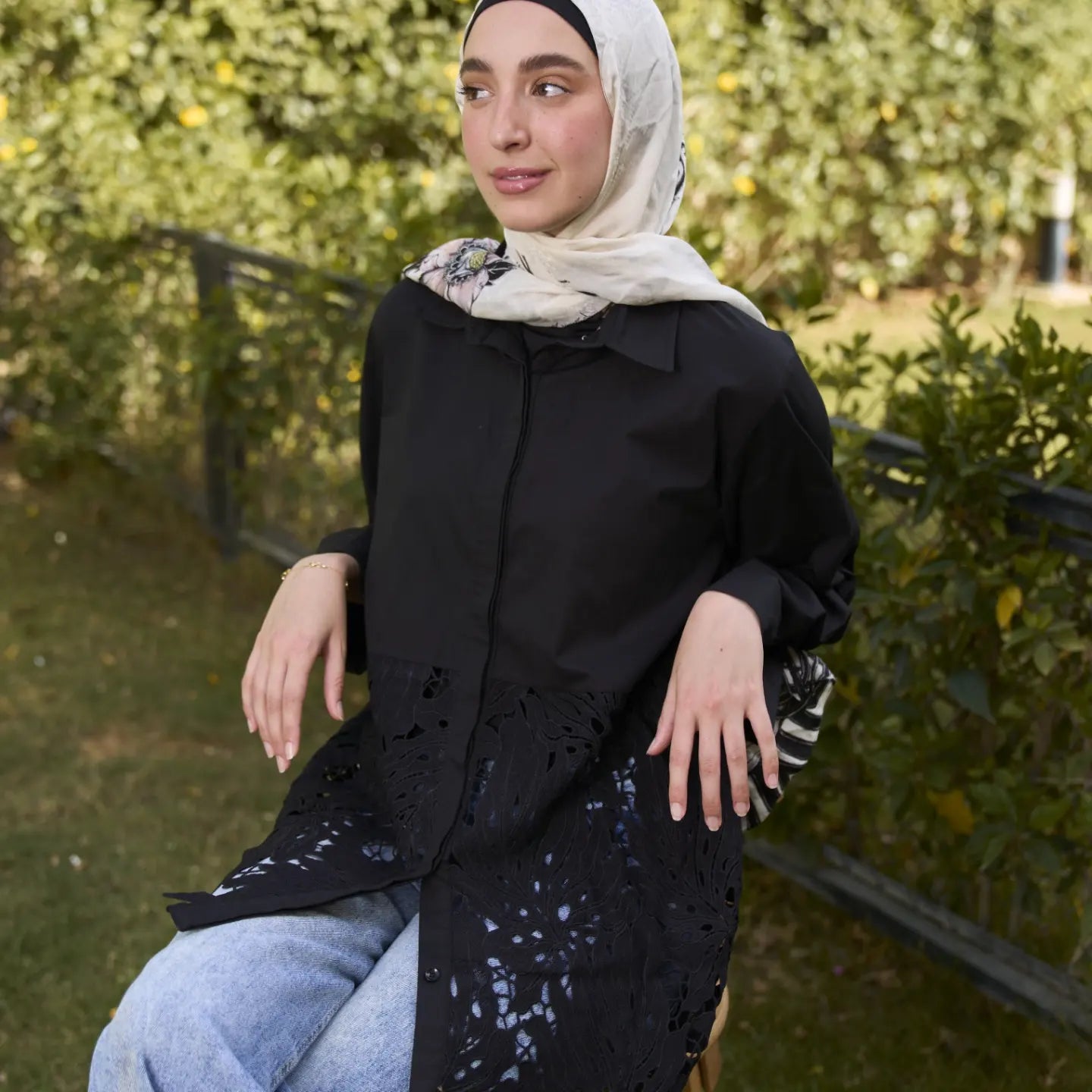 Fuschia guipure shirt