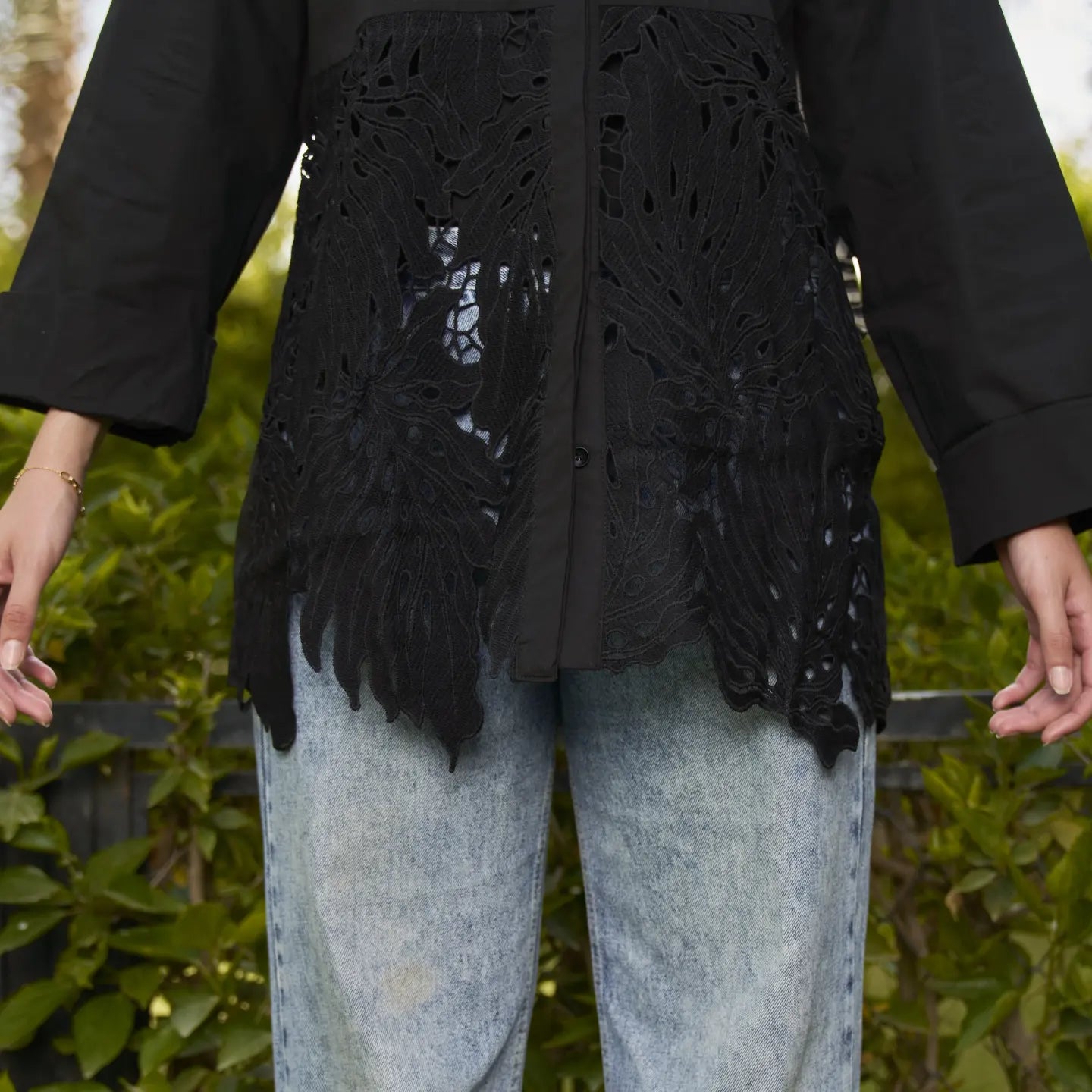 Fuschia guipure shirt