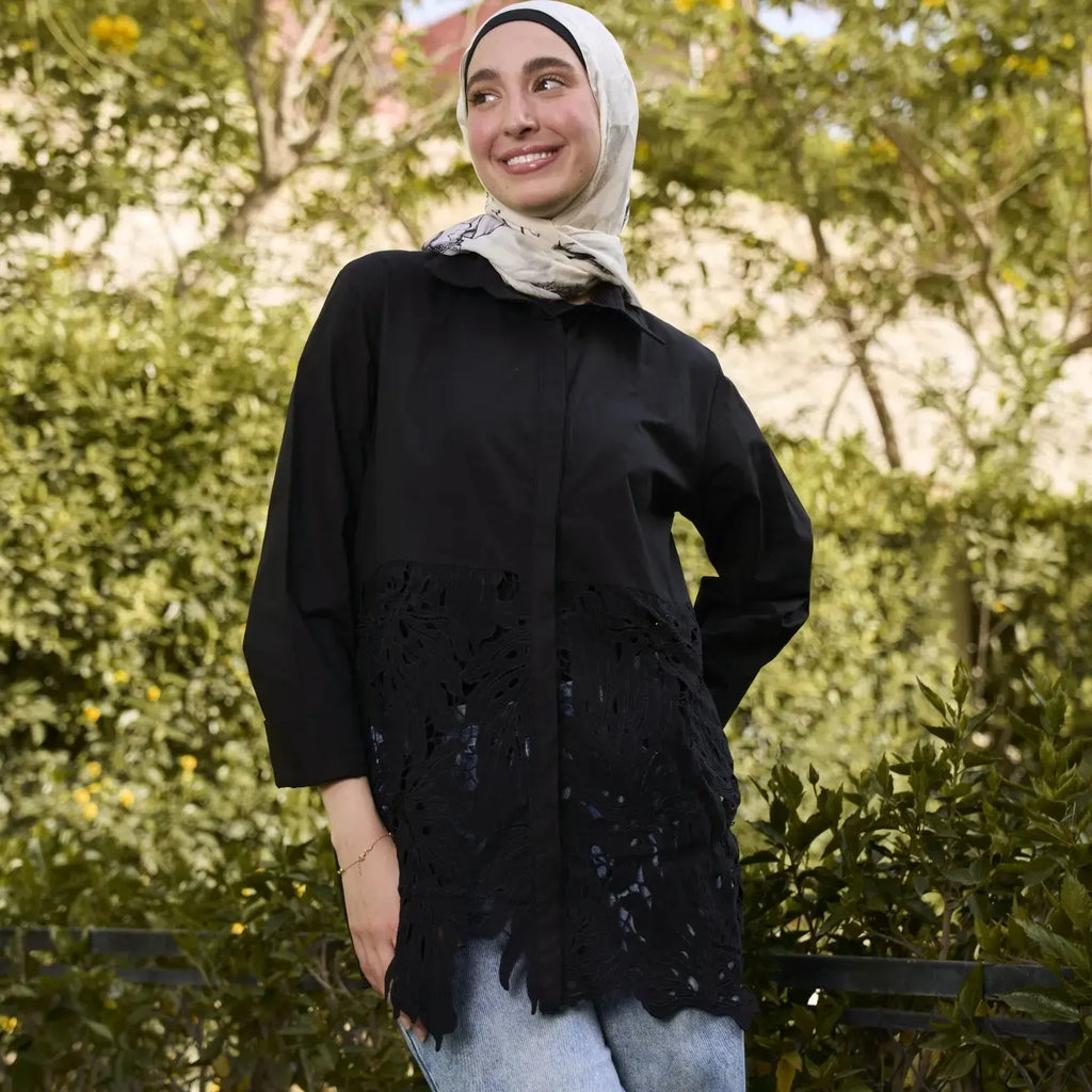 Black Guipure shirt